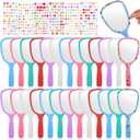 24 Pcs Handheld Mirror DIY Bulk, Decorate Your Own Princess Mirror, Small Hand Compact Mirrors with Handle, Small Crafts Princess Mirrors for Mermaid Birthday Party Favors