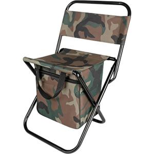Portable Fishing Chair with Cooler Bag, Foldable Backpack Stool with Backrest, Backpack Cooler Chair for Finishing Travel Camping Hunting Hiking