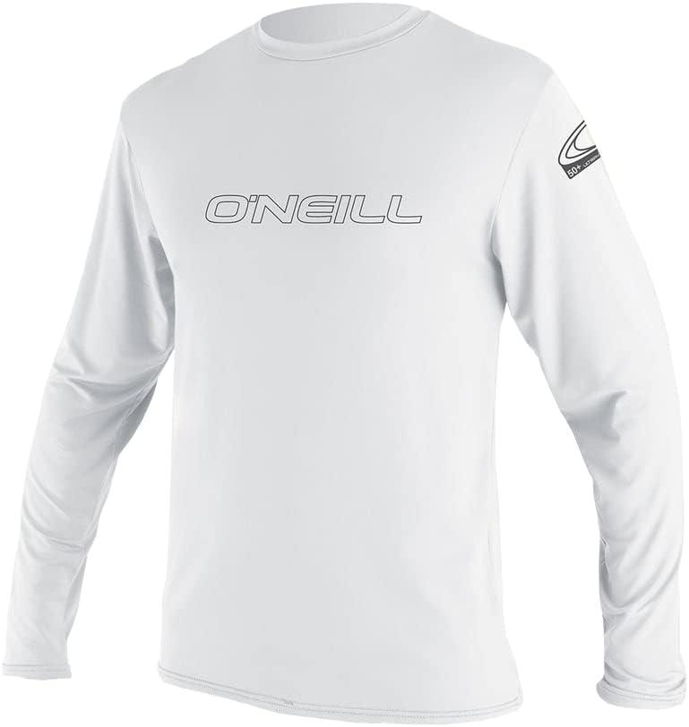 O'Neill Wetsuits Men's O'Neill Basic Skins UPF 50+ Long Sleeve Sun Shirt (Medium, White)