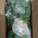 Dolicer 2Pcs 13Ft Artificial Eucalyptus Garlands with Flowers - 8 Roses, Faux Floral Greenery Garlands with 13Ft String Lights Fake Flower Vines for Wedding Table Centerpieces Arch Party Decor (White)