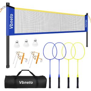 Badminton Set, Portable Outdoor Anti-Sag System Official 20ft x 5ft Easy Setup Durable Net with 4 Rackets, 3 Shuttlecocks & Carry Bag for Backyard, Lawn or Beach Fun
