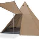 KAZOO Family Camping Tent Large Waterproof Tipi Tents 8 Person Room Teepee Tent Instant Setup Double Layer (Beige)