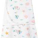 ZIGJOY Sleep Sack Swaddle 1.0 TOG Baby Wearable Blanket 100% Cotton Baby Swaddle Blanket for Newborns (0-6 Months, Ocean) S