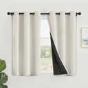 SimpleHome 100% Blackout Curtains for Bedroom,Thermal Insulated Cream Grommet Window Drapes Room Darkening Curtains for Living Room with Black Back,42 x 45 Inch,2 Panels