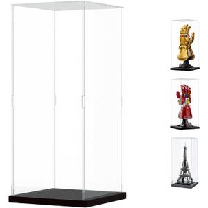 Choowin Acrylic Display Case for Lego Infinity Gauntlet 76191 for Lego Gauntlet 76223 for Lego Display Thickened Clear Acrylic Display Cases for Collectibles Assemble Dustproof Display Box(Black Base) (5.9x5.9x13.8 inch / 15x15x35 cm)