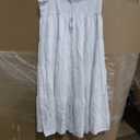 HAEOF Women's Summer Flowy Boho Maxi Skirt Trendy Smocked Waist Ruffle Tiered A Line Casual Beach Long Skirts Midi Dress, White XL