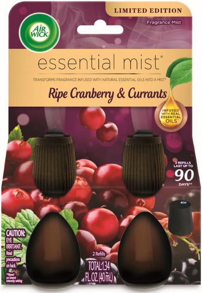 Air Wick Essential Mist – Twin Refill Ripe Cranberry & Currants, 2 Refills