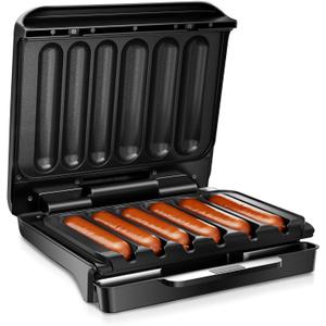 KEINVE Hot Dogs Machine, Electric Grill with Oil Drip Tray, and Cord Storage, Ideal for Veggie Sausages, BBQ or Sausage, Nonstick Plate for Easy Clean
