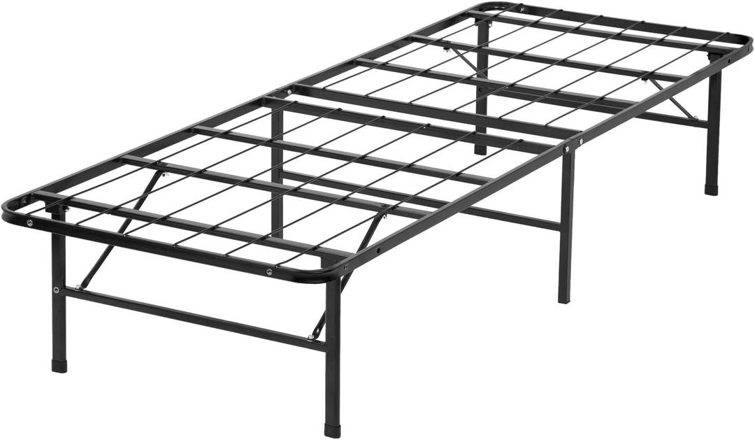 FDW Black Metal Bed Frame Platform Twin Size 14 Inch Heavy Duty Steel Box Spring Mattress Foundation with Storage