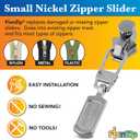 FixNZip Small Nickel Zipper Repair Kit | Universal No-Sew Slider Replacement for Pants, Skirts, Fine Garments, Cushions, and Handbags | Instant and Reusable Zipper Repair Tool, Size: Small