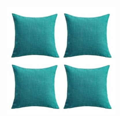 Set of 4 Light Green Throw Pillow Covers Neutral Textured Linen Decorative Pillowcases 18x18 Inch, Farmhouse Rustic Outdoor Pillow Cover Square Accent Cushion Cases for Sofa Couch Home