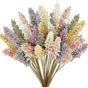 WILLBOND 36 Pcs Artificial Breath Flowers Pastel Foam Berry Spike Picks Mini Fake Vanilla Flower Faux Bouquet for Home Vase Wedding Party Indoor Office Outside Hanging Decoration