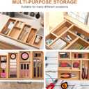 Bamboo Drawer Organizer 5 Pcs for Kitchen Multi-purpose Storage Dividers for Kitchen, Office, Jewelry, Cosmetics, Wooden Drawer Dividers for Drawer Organizer Desk Organizer Gift for Women Gifts Idea