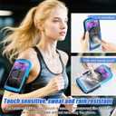 Phone Holder for Running, Running Armband Phone Holder with Carabiner, Phone Armbands for iPhone 17 16 15 14 13 12 11Pro Max & Galaxy S25/S24/S23, Cell Phone Armband Up to 6.8'' Phone (Blue)