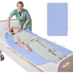 LOOBANI Bed Pads Washable Waterproof for Incontinence, Positioning Bed Pads for Elderly with 10 Handles, Reusable Bed Underpads, Transfer Board Bed Pads for Seniors & Patients, 34"x72", 1 PCS