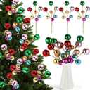 4 Pcs Christmas Tree Ball Floral Pick and Spray 15 Inch Multicolored Plastic Ball Branches Glossy Shapeable Stems Xmas Shatterproof Decor for Vase Tree Topper Wreath Garland Holiday Party