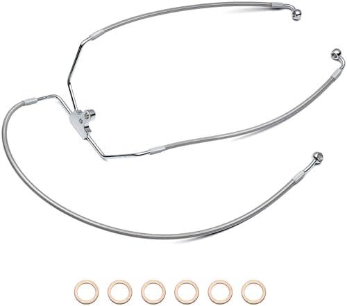 MoKitDora Stainless Steel Brake Line Oil Hose Kit for 16" Monkey Bagger Bars 1996-2013 Harley Touring Street FLHX Electra Glide FLHT No ABS, Chrome