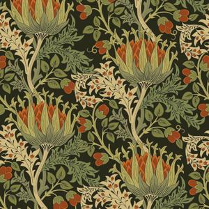 VEELIKE Black Leafy Flower Wallpaper Peel and Stick Vintage Floral Wallpaper Self Adhesive Removable Floral Contact Paper for Walls Cabinets 17.7''x118'' William Morris Wall Paper for Bedroom Bathroom