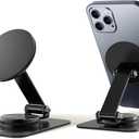Magnetic Phone Stand Compatible with MagSafe for iPhone 16, Foldable Cell Phone Stand for Desk with 360Rotation Base, Compatible for MagSafe Case and iPhone 16 15 14 13 12 Series