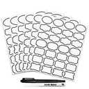 Kitchen Pantry Food Containers Clear Labels with Black Border, 138 Waterproof Removable Write-on Sticker Labels Tags to Organize Spice Jars Condiment Flour Sugar Canisters Storage Bins, Free 2 Markers