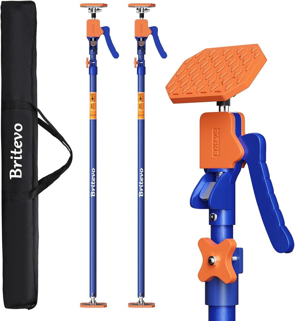 2PK Adjustable Telescopic Support Pole, 54-115 inch Cabinet Jack, Heavy Duty 3rd Hand Support System, 154lbs Load-Bearing for Drywall Lift, Dust Barrier, Cargo Bar