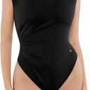 Popilush Body Suits for Womens - Business Casual Outfits Shapewear Bodysuit Tummy Control Square Neck Tank Tops Thong (Black, M)
