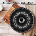 Novery 9.5" Non-stick Cake Pan, Heavy Duty Carbon Steel Fluted Tube Round Baking Pan,Buntz Pound Cake Pan Mold,Tube Bakeware,Baking Mold for Jello,Gelatin,Chocoflan,Flan
