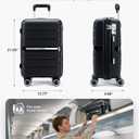 20 Inch Carry On Luggage with Spinner Wheels - Hard Shell Suitcase with TSA Lock, Airline Approved, Rolling Suit Case for Travel Weekend Trips, Black