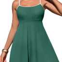 Aleumdr Womens Ribbed One Piece Swimsuits Modest Swim Dress Tummy Control Adjustable Straps Bathing Suit with Pockets (XX-Large, Green)