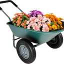 Upgrade 2 Wheel Wheelbarrow, Yard Cart with Padded Handlebar, 14 Inch Pneumatic Tires for High Stability, Ideal for Moving Soil, Plant Shrub, Gardening Tool, Easy Assembly (Dark Green)