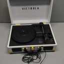 Victrola Journey Bluetooth Portable Suitcase Record Player  with Built-in Speakers, 3 Speed Vinyl Record Player, RCA Out, Headphone Jack (White)