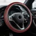 Car Steering Wheel Cover, Steering Wheel Accessories, Breathable Microfiber Leather Auto Wheels Protector, Universal 15 Inch Anti-Slip Protector Car Accessories for SUV Sedan Truck (Wine Red)