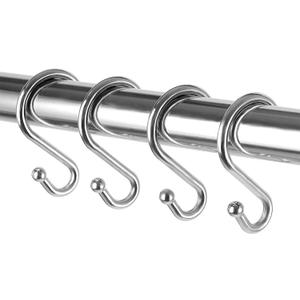 Metal Shower Curtain HooksSet of 12 RingsRust Resistant S Shaped Hooks Hangers for Shower Curtains, Kitchen Utensils, Clothing, Towels, etc. (Chrome)