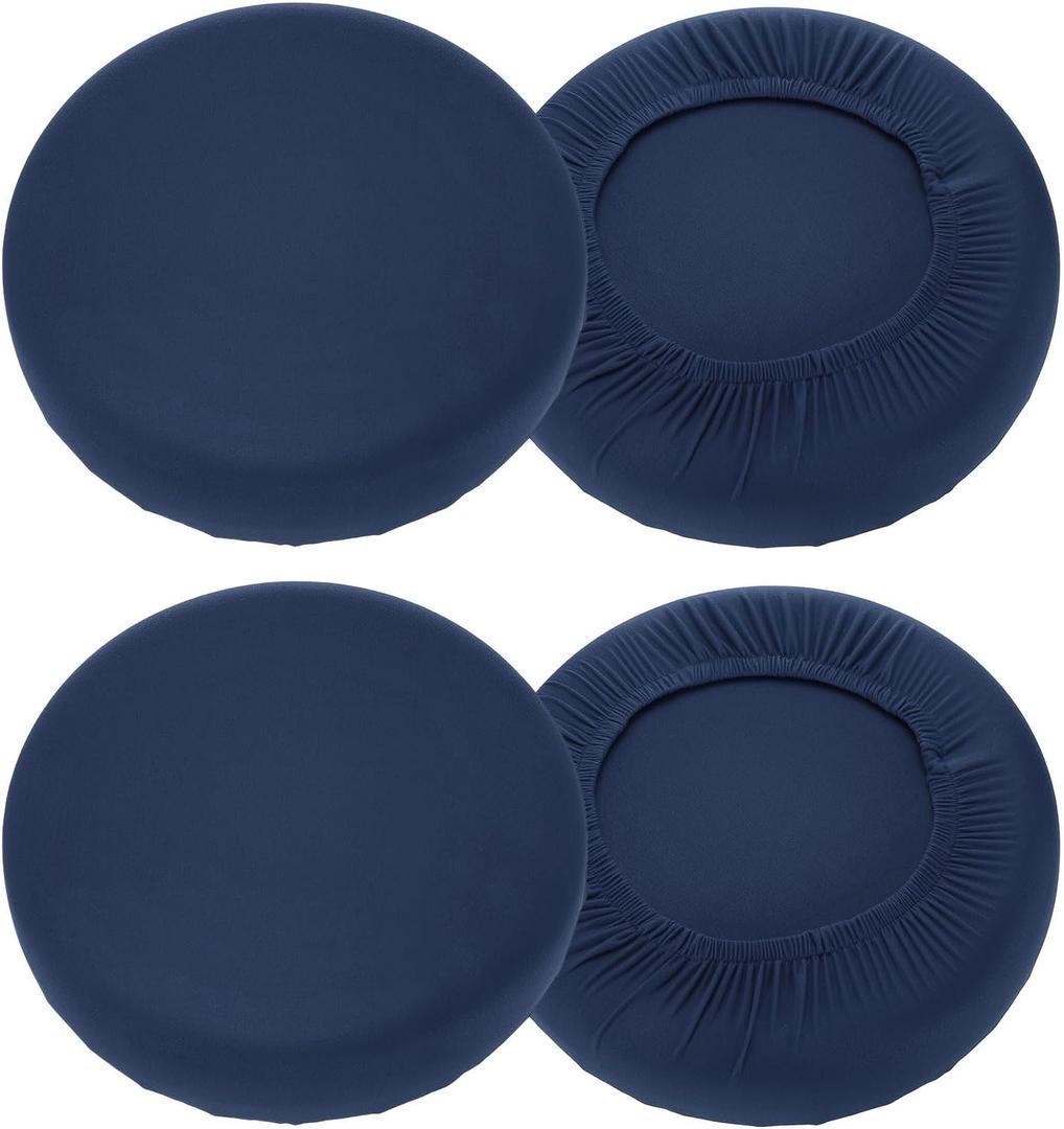 uxcell 4 Pack Stool Covers Round, 16-20 Inch Bar Stool Covers Washable Dustproof Slipcover Seat Cushion with Elastic for Bar Kitchen Living Room Decor, Navy Blue