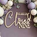 We Are On Cloud Nine Sign for Backdrop,Baby Shower Party Wall Sign for Gender Reveal Girl or Boy Baby Shower Party Decorations