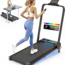 Walking Pad with 15% Incline & Dual LED Display, 3.5HP Foldable Walking Pad Treadmill, 4 in 1 Walking Pad with Handle Bar, Portable Treadmills for Home 350LBS, 4 Adjustable Incline, RGB Light (12% Incline Panel Control+Dispaly)