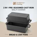 Northriver Casting 95 Inch Cast Iron Loaf Pan with Lid | Bread Baking Pan | Even Heat Distribution for Homemade Bread, Cake, and Meatloaf | 2 Piece Set