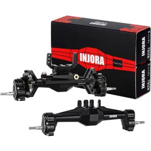 INJORA +5mm Diamond Portal Axles with Lay Down Servo Mount & Links for 1/18 RC Crawler TRX4M Upgrade(Black)