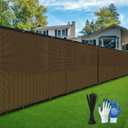 Privacy Fence Screen,with Gloves, 4X50FT Heavy Duty 220GSM 98% Blockage Privacy Screen Fence for Outdoor Wall Garden Yard Backyard (Brown)