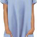 KISSMODA Woman Lightweight Dress with Hood Short Summer Pullovers with Pockets Long Tunics Top for Leggings Small, C-stripe-blue