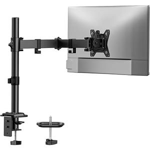 HUANUO Single Monitor Mount, Monitor Arm for 13”-32” Monitors up to 17.6 lbs, Adjustable Stand with 16” Max Height, Desk Mount with C-Clamp and Grommet Base, VESA 75x75mm or 100x100mm