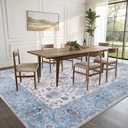 8x10 Area Rugs for Living Room, Bedroom - Machine Washable, Non-Slip Bedside Rug, Large Soft Floor Carpet for Office, Dining Room, Farmhouse and Home Decor, Cozy Elegance/Blue