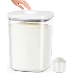 TBMAXS Airtight Rice Container 20 Lbs, Clear PET Plastic Food Storage Container Bin For Flour Sugar, Dry Food Holder with Easy Locking Lid for Kitchen Pantry Organization and Storage