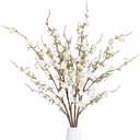 Sggvecsy Artificial Plum Blossom Flowers 4 Pcs Faux Cherry Blossom Stems Faux Silk Plum Blossom Branches 36.2 Fake Flowers Long Stems for Vase Arrangements Home Wedding Table Decor (White)