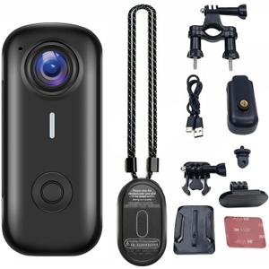POV Camera, Body Cameras with Audio and Video Recording, Mini Wearable Bodycam Action Camera, Hands-Free Portable Pocket Camcorder Chest Mount for Cycling Motorcycle Hiking with 64GB Card (Black)
