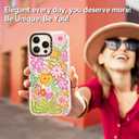 for iPhone 16 Pro Max Case Cute - Compatible with Magsafe - Durable Shockproof 6.6 ft Drop Impact Phone Case - Funny Passion Flower Design (6.9") Glitter Pink