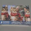 1000 Piece Puzzle for Adults, Christmas Snowy Night Puzzles 1000 Pieces, Enchanting Christmas Eve Puzzles for Adults, Aurora Cabin Jigsaw Puzzle Vacation Challenging Gift for Family Friends