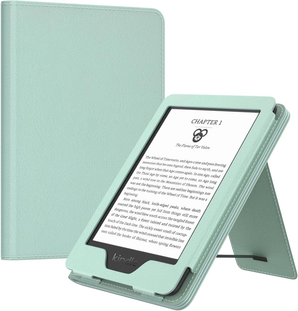 MoKo Case for 6" All-New Kindle(11th Generation 2024/2022 Release), Lightweight PU Leather Cover Stand Shell with Hand Strap Auto Wake/Sleep for Kindle 2024 11th Gen e-Reader, Agave Green