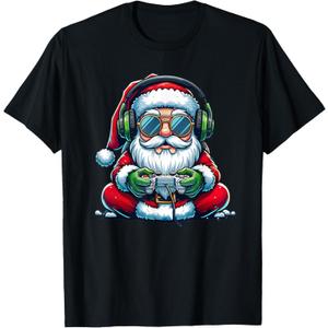 Christmas Gamer Boys Video Game Santa Xmas T-Shirt, S