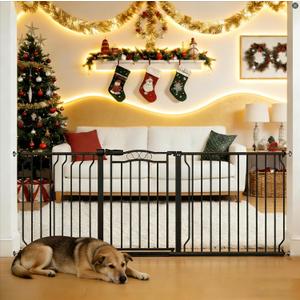 Extra Wide Baby Gate 67.3-81.1 Inch, Pressure Mounted Dog Gate Indoor, Walk Thru Pet Gate for Cat Dog Child,Pet Gates for The House Stairs Doorway Black